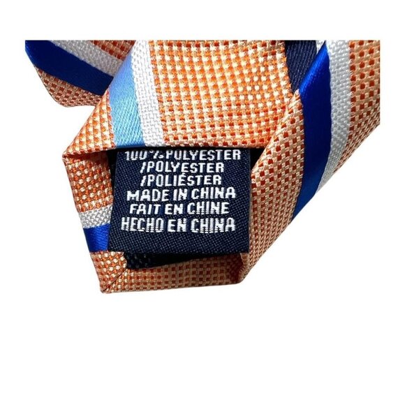 Nautica Mens Orange Blue Striped Pattern Classic Tie Workwear New - Picture 4 of 6